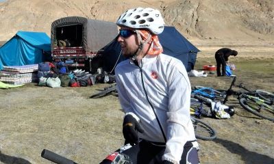 Sam Cheesman Cycling on the  tour with redspokes